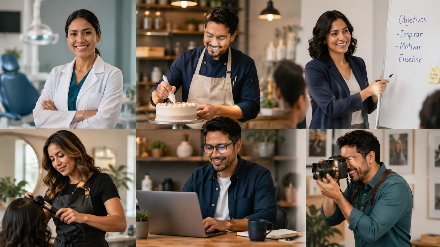 Collage de profesionales y emprendedores de diferentes áreas